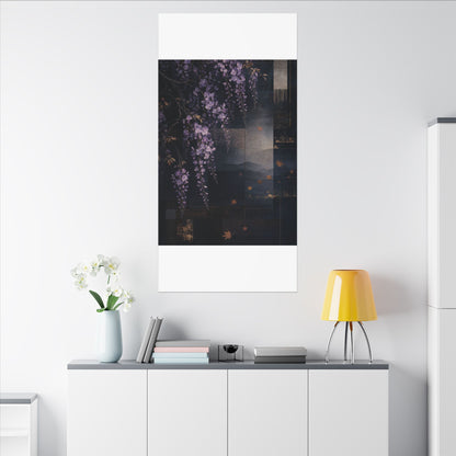 Dawn Wisteria Canvas Art - Dark Japandi Fukinsei