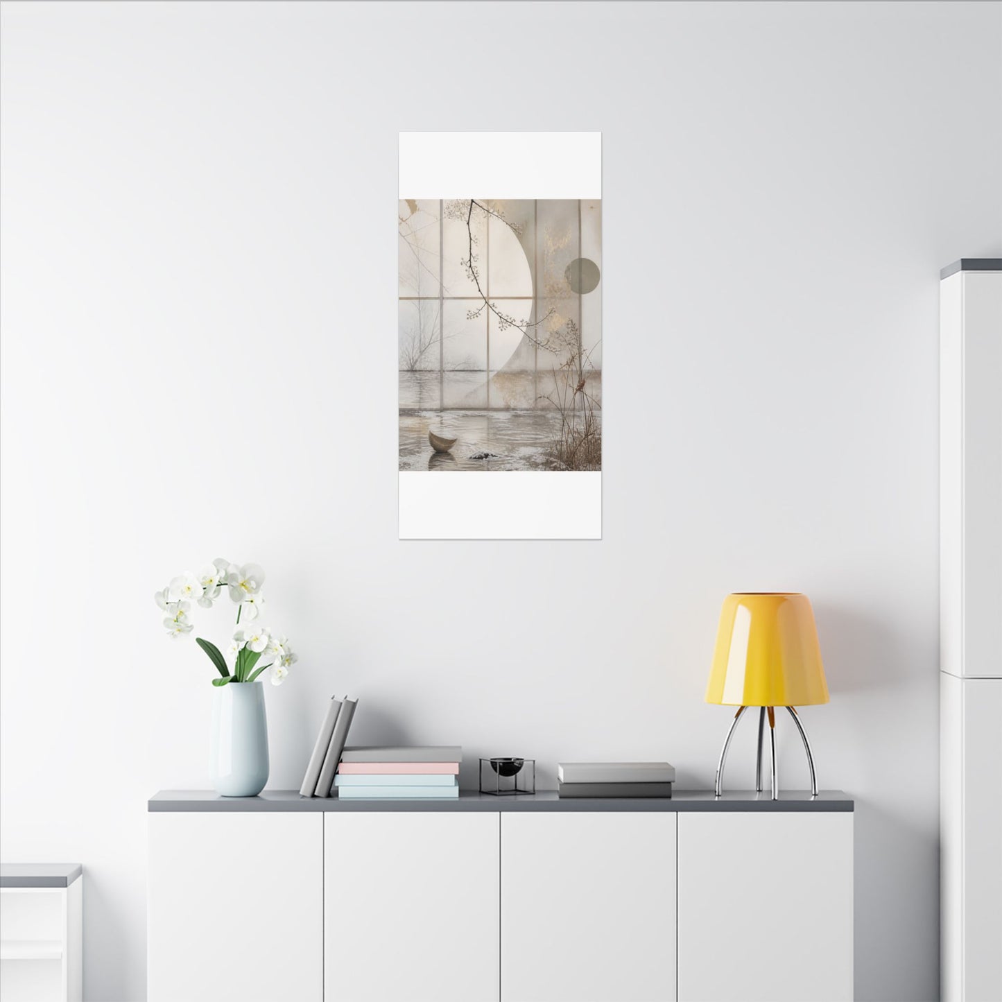 Winter Shoji Screen Japanese Pattern Canvas Art | Elegant Decor