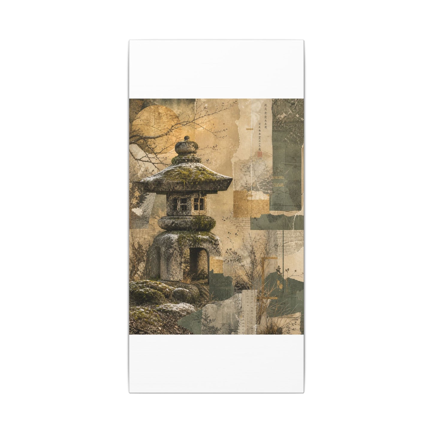 Elegant Stone Lantern Canvas Art - Texture Japandi