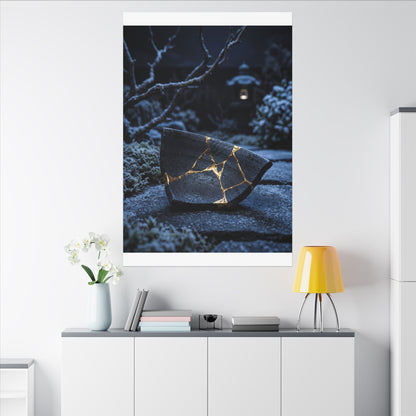 Moonlit Garden Winter Canvas Art | Kintsugi Artful Design