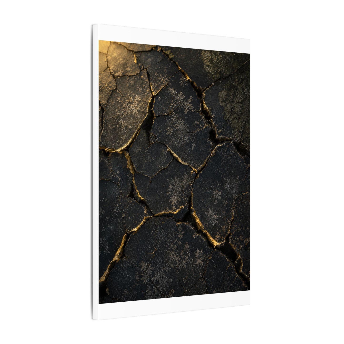 Cracked Earth Canvas Art | Winter Dark Japandi Shadow Zen Art
