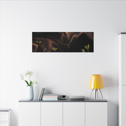 Dark Japandi Silk Drape in Golden Hour | Moody Minimal Canvas Art