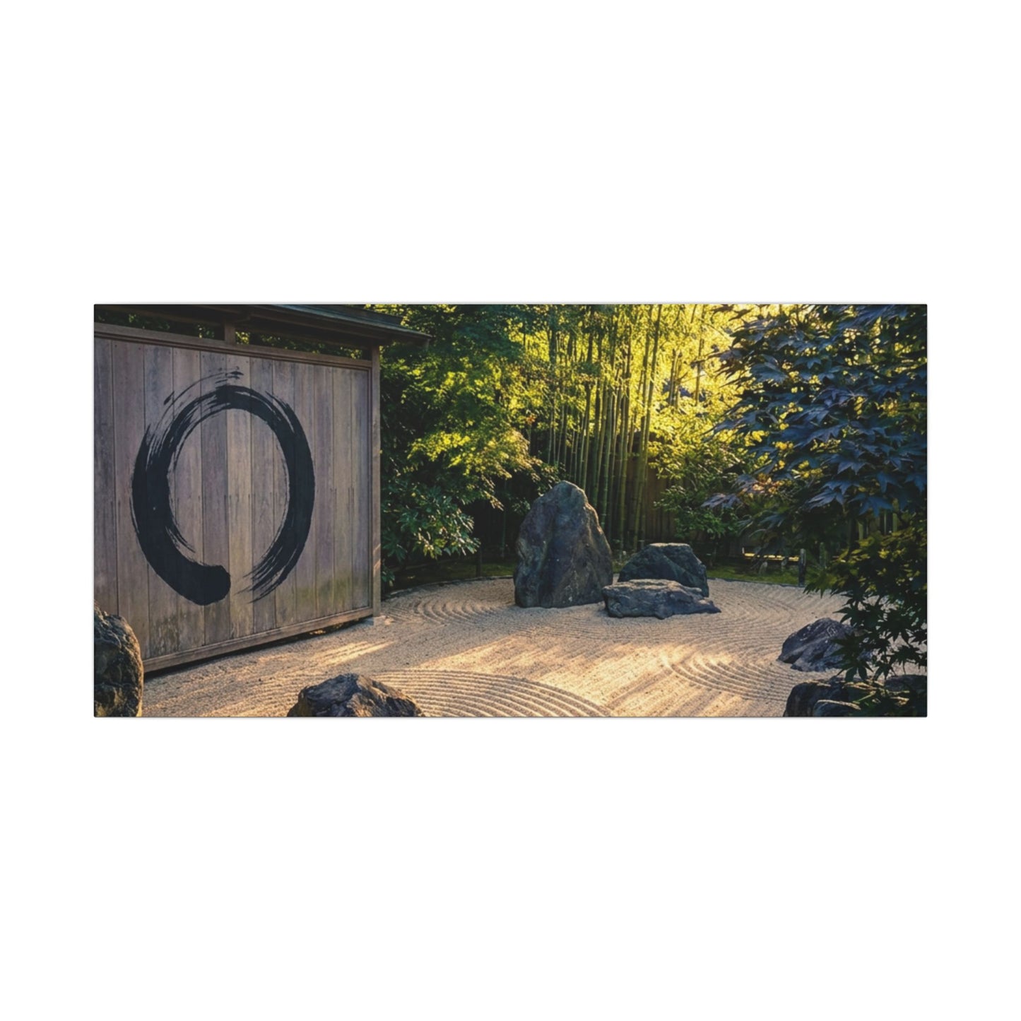 Rock Garden Enso Canvas Art | Tranquil Zen Art