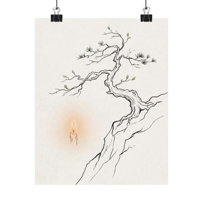 Spring Pine Tree Minimal Line Wall Art Print | Warm Decor Art Print