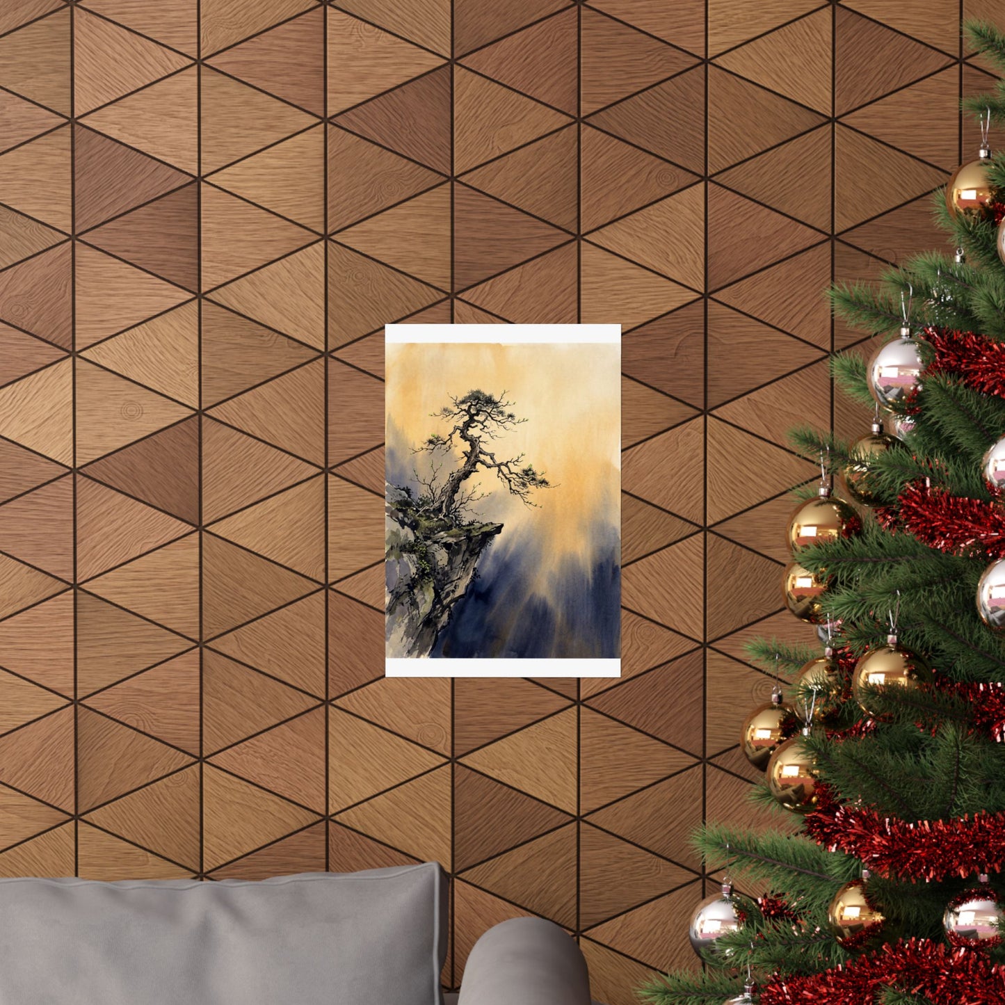 Pine Tree Wall Art Print | Spring Zen Sumi E Art