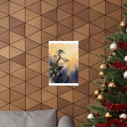 Pine Tree Wall Art Print | Spring Zen Sumi E Art