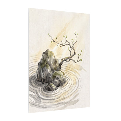 Serene Rock Garden Canvas Art - Sumi E Zen