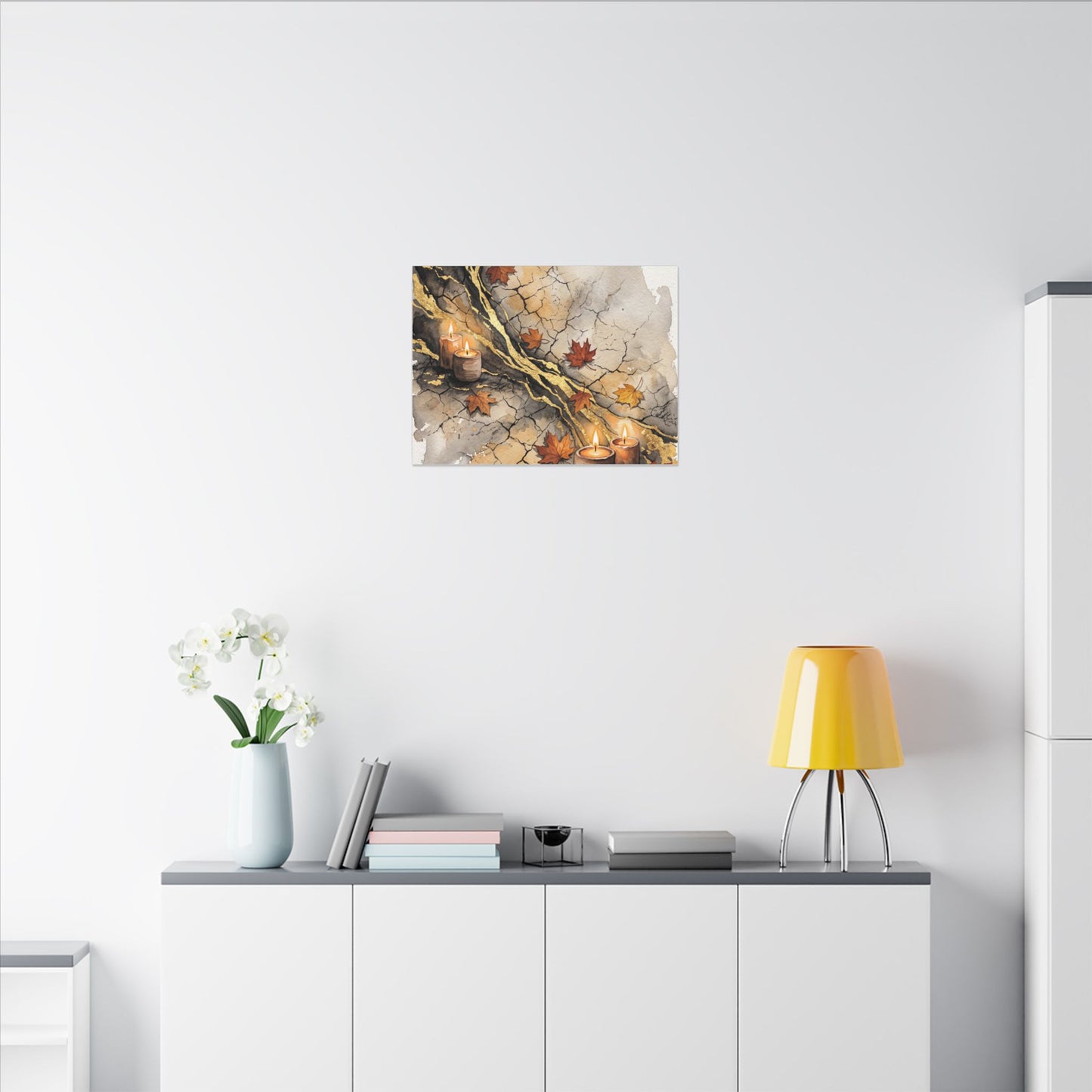 Cracked Earth Autumn Canvas Art | Japandi Warm Design