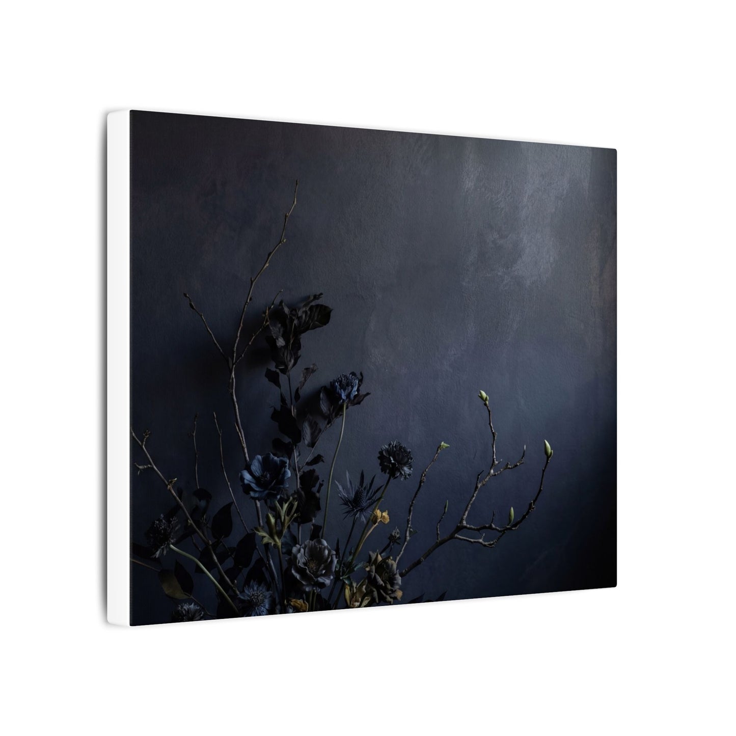 Dried Flowers Spring Canvas Art | Dark Japandi Moody Design