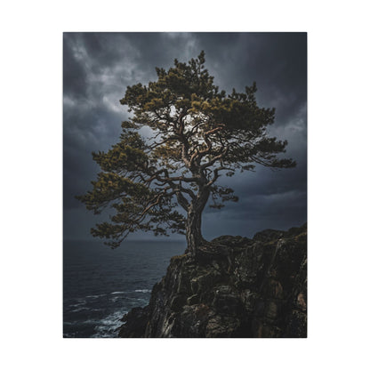 Dappled Pine Tree Canvas Art - Dark Japandi Fukinsei