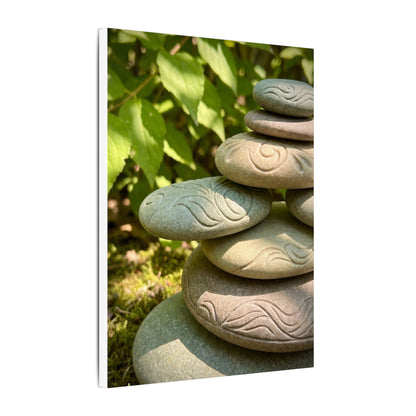 River Stones Summer Canvas Art | Japandi Earthy Design