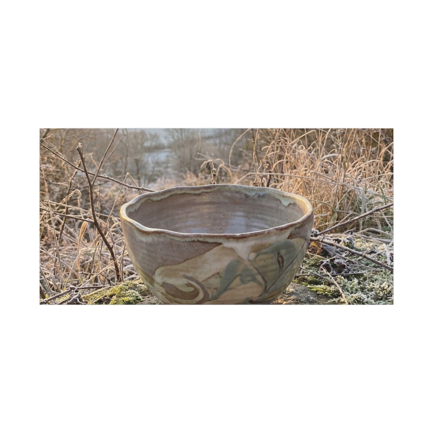 Golden Hour Ceramic Bowl Canvas Art - Japandi Shibui
