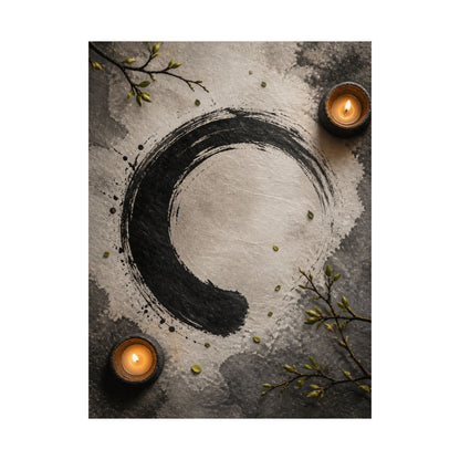 Peaceful Ink Brushstroke Wall Art Print - Enso Zen