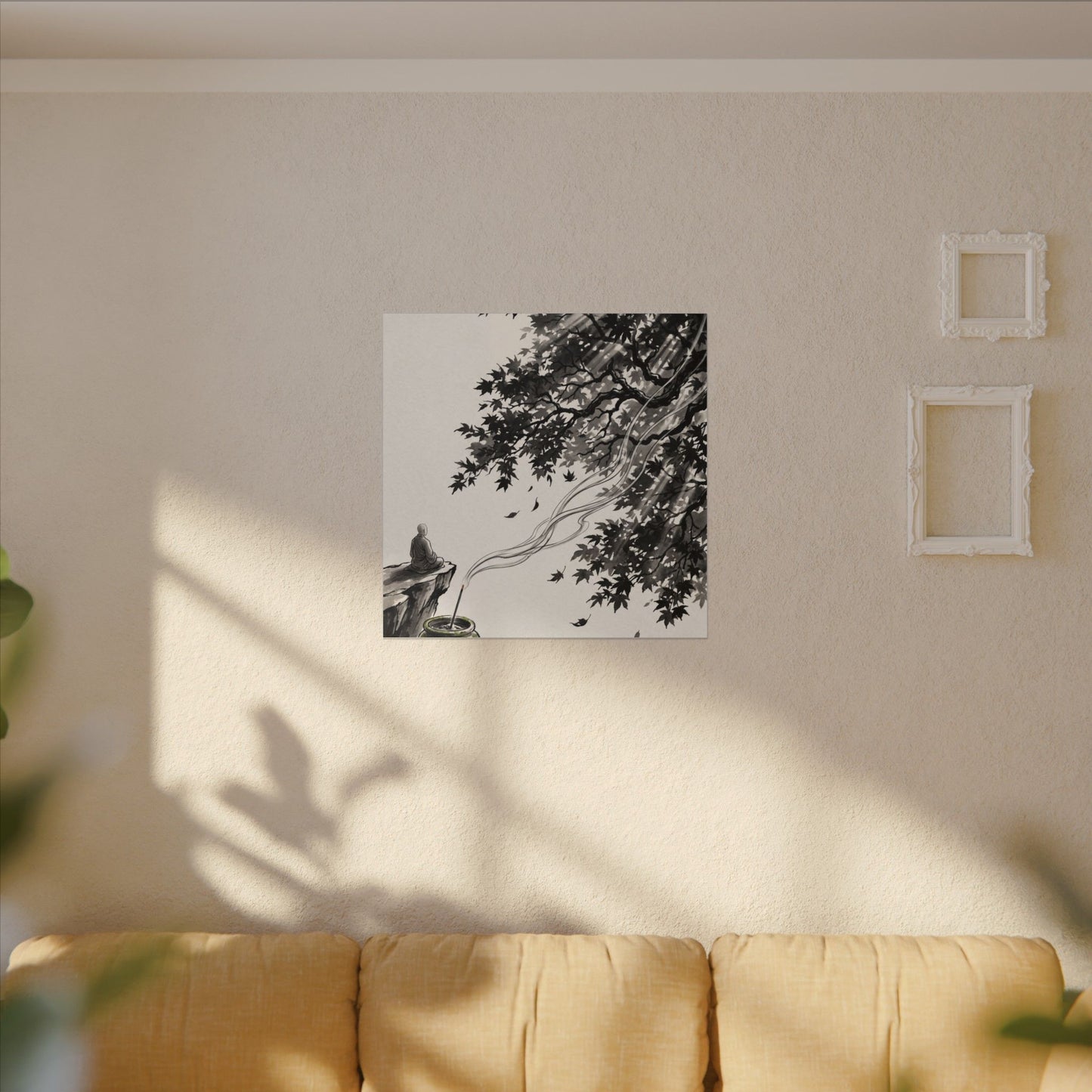 Serene Incense Smoke Canvas Art - Ukiyo E Inspired Zen