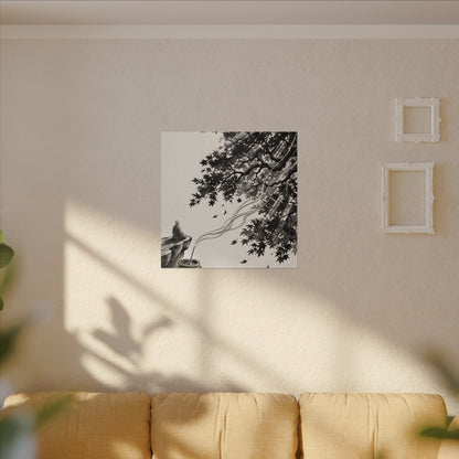 Serene Incense Smoke Canvas Art - Ukiyo E Inspired Zen