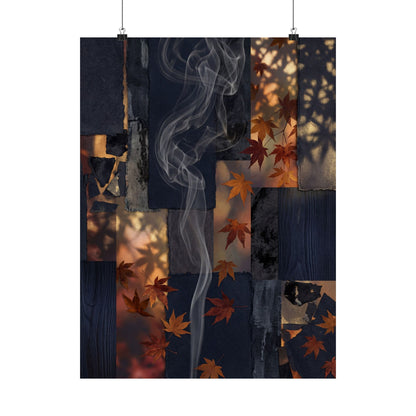 Dappled Incense Smoke Wall Art Print - Dark Japandi Seijaku Art Print