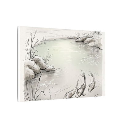 Koi Pond Minimal Line Canvas Art | Cozy Japandi Art