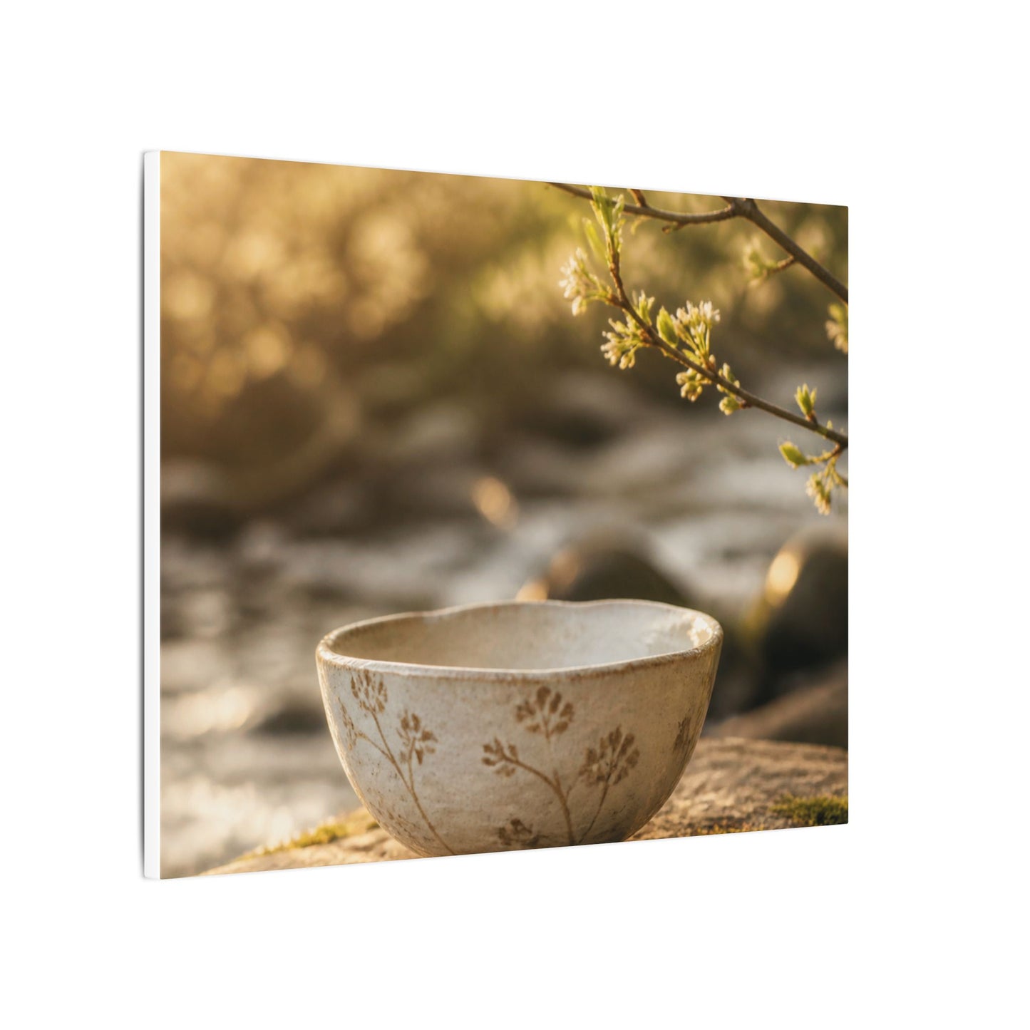 Neutral Ceramic Bowl Canvas Art - Japanese Pattern Japandi