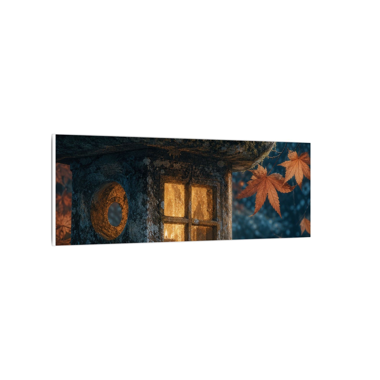 Autumn Stone Lantern Forest Whimsy Canvas Art | Earthy Decor