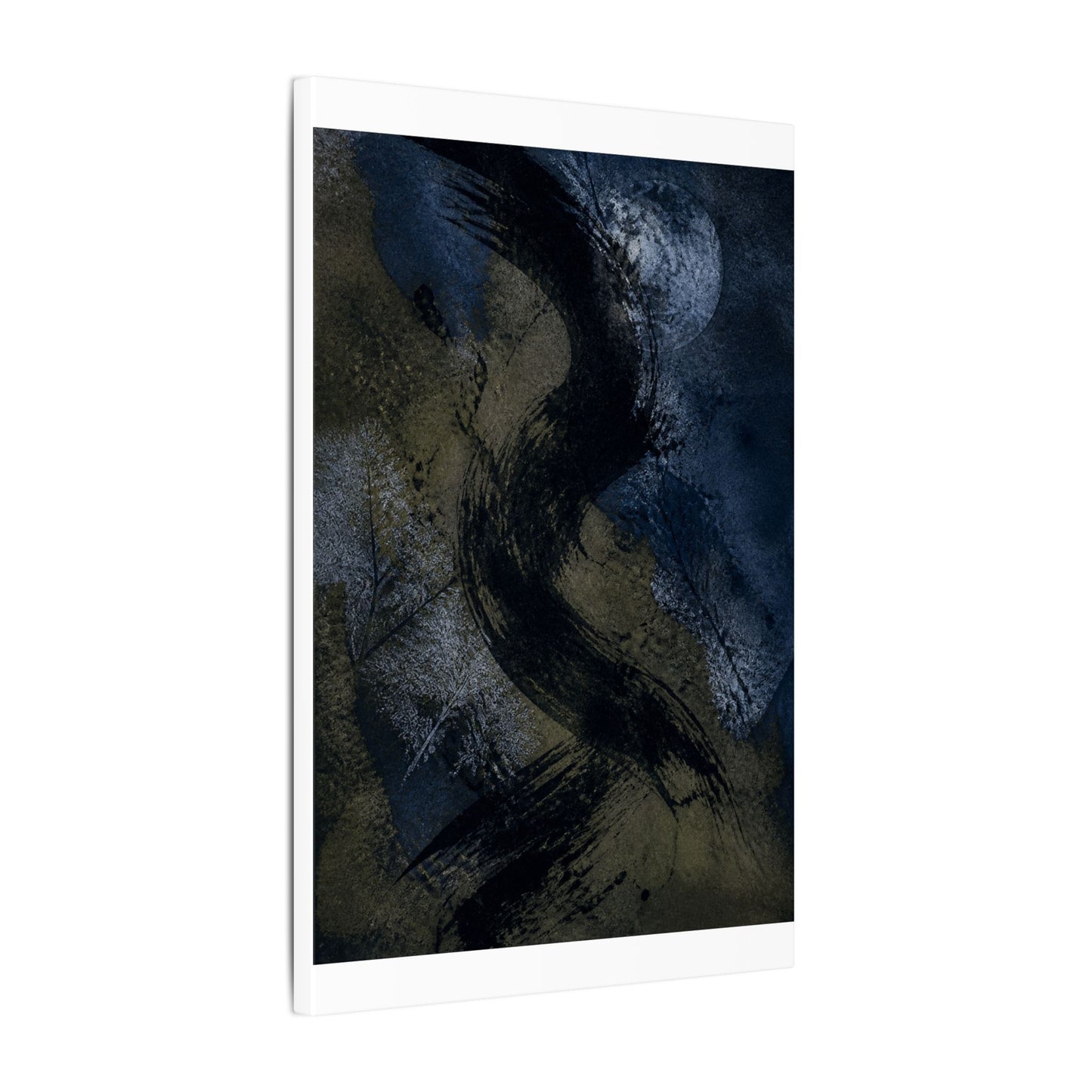 Shibui Ink Brushstroke Canvas Art - Dark Japandi Dark Texture