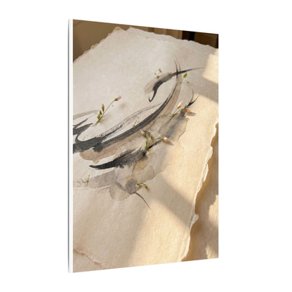 Ink Brushstroke Watercolor Canvas Art | Neutral Japandi Art