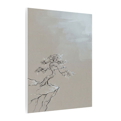 Pine Tree Minimal Line Canvas Art | Warm Japandi Art