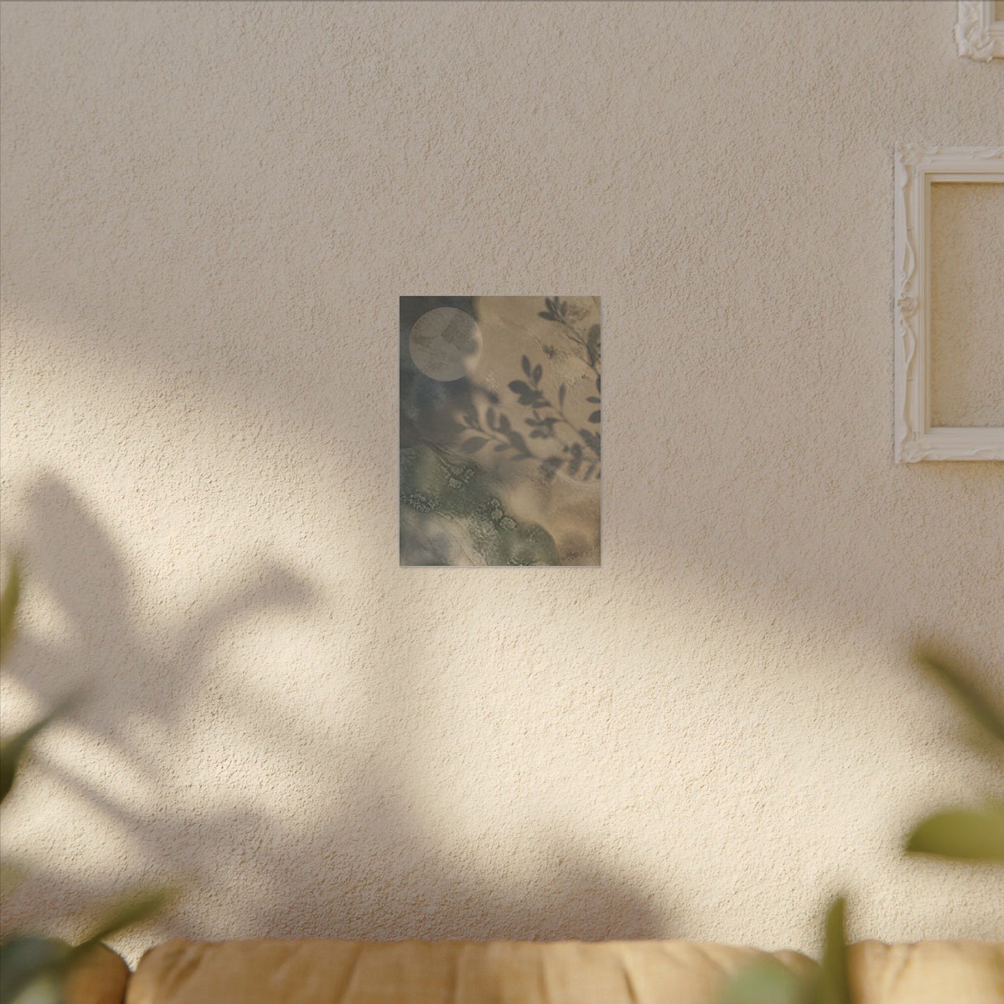 Japandi Shadow Play in Moonlight | Texture Canvas Art