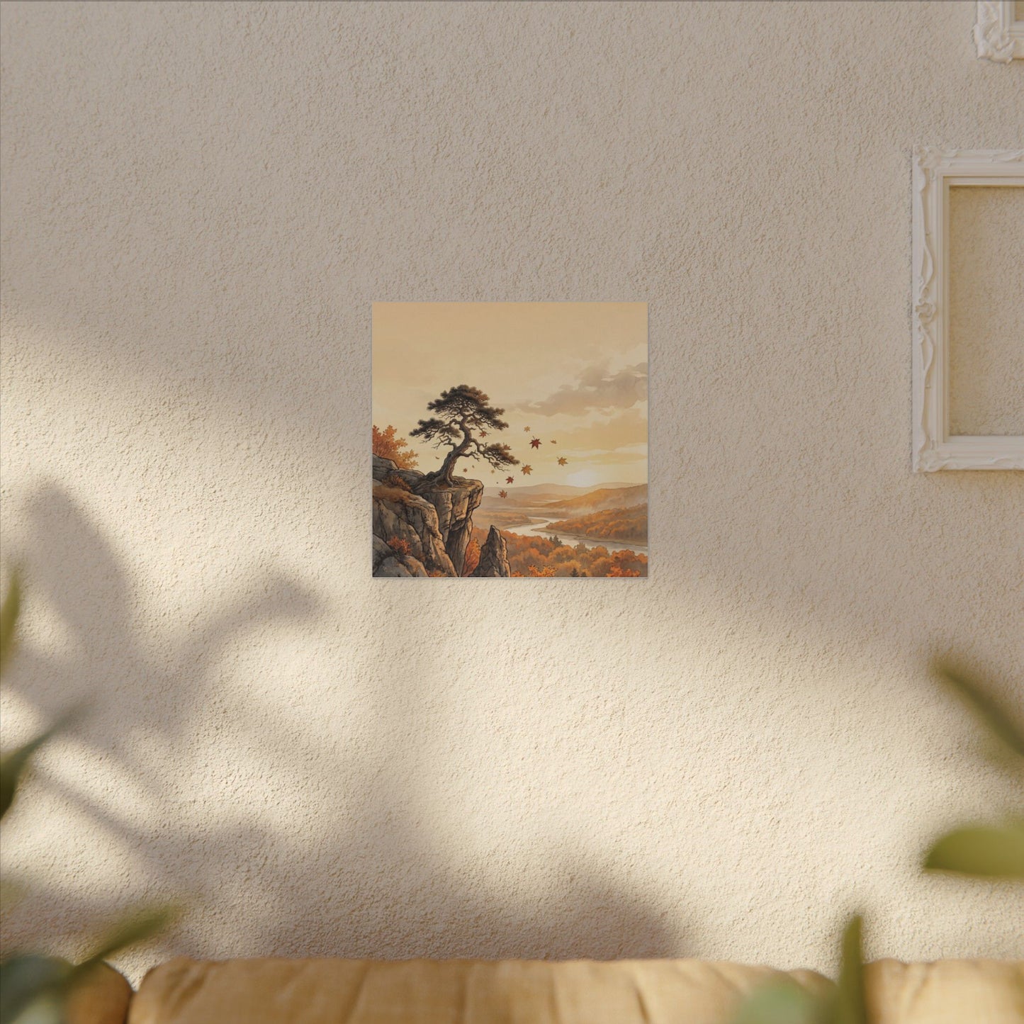 Pine Tree Autumn Canvas Art | Japandi Warm Design