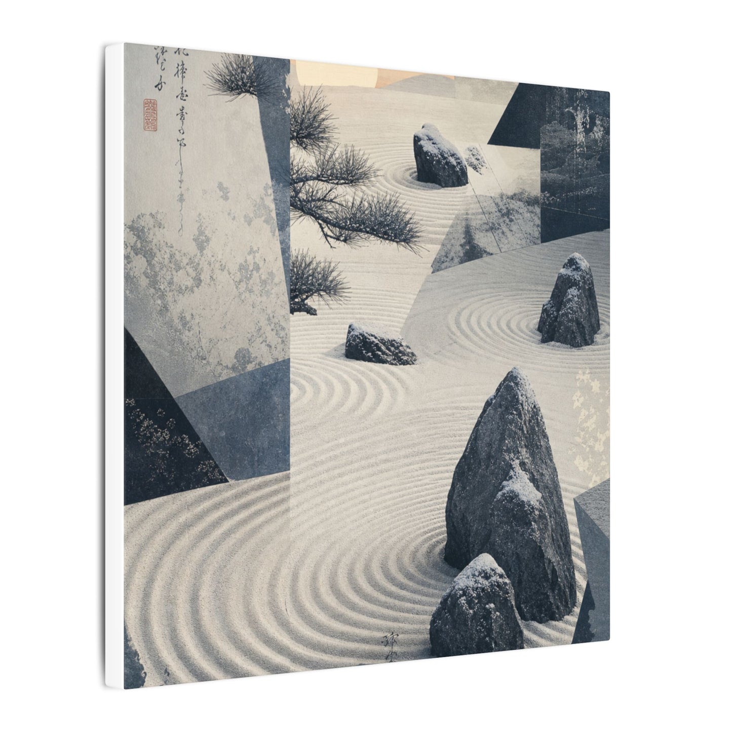 Seijaku Rock Garden Canvas Art - Zen Ukiyo E Inspired