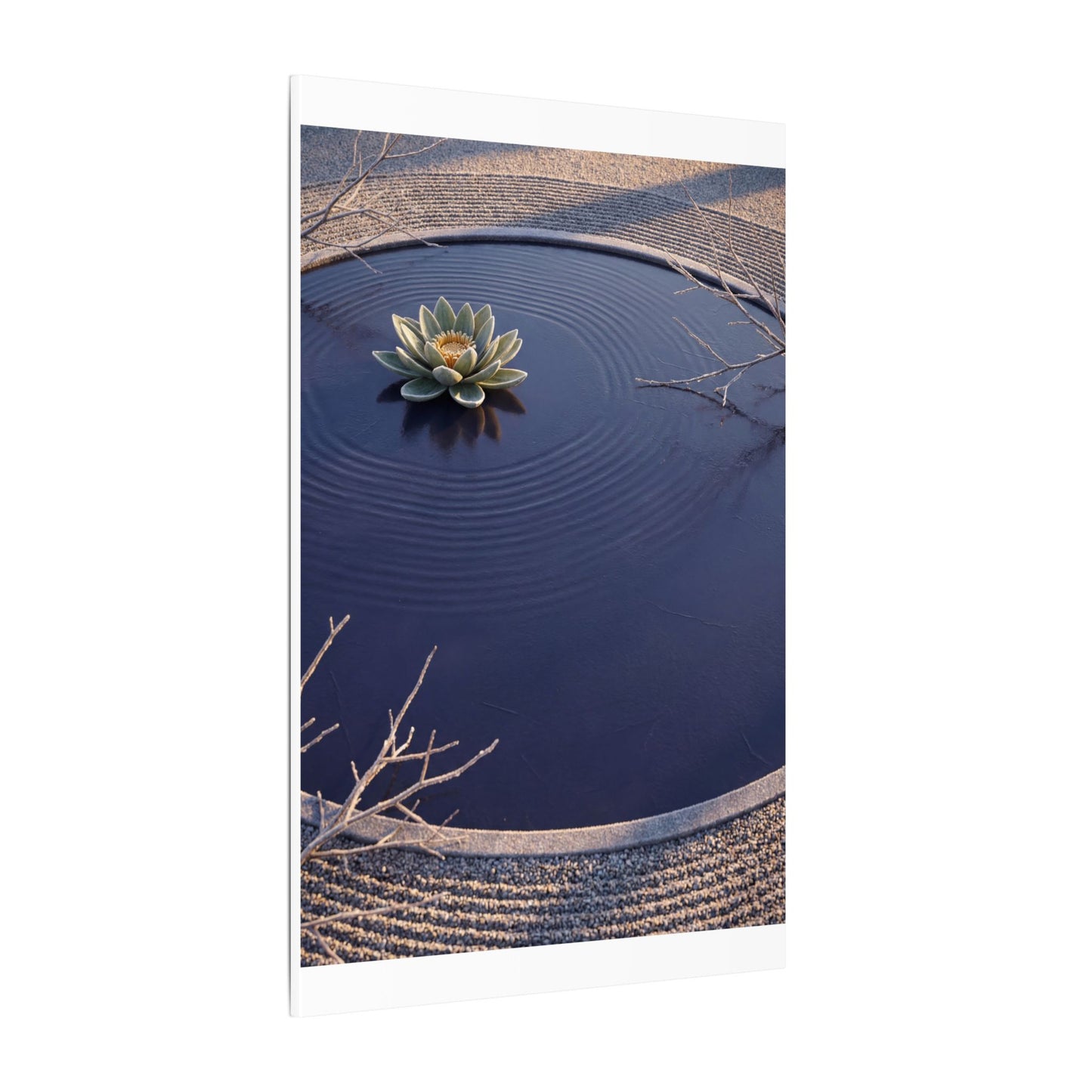 Lotus Flower Canvas Art | Winter Zen Karesansui Art