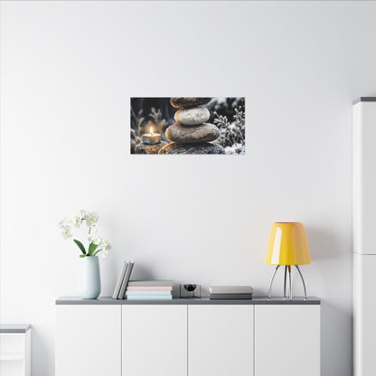 River Stones Canvas Art | Winter Japandi Watercolor Art