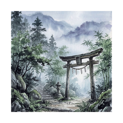 Fukinsei Torii Gate Wall Art Print - Zen Sumi E