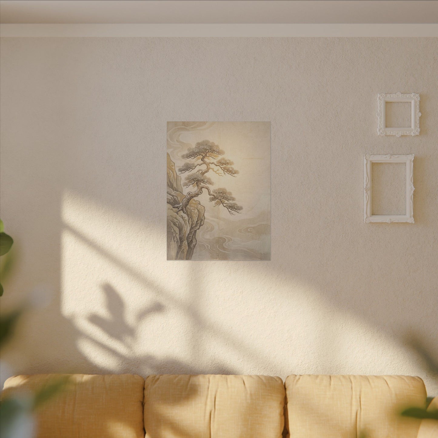 Winter Pine Tree Japanese Pattern Canvas Art | Elegant Decor