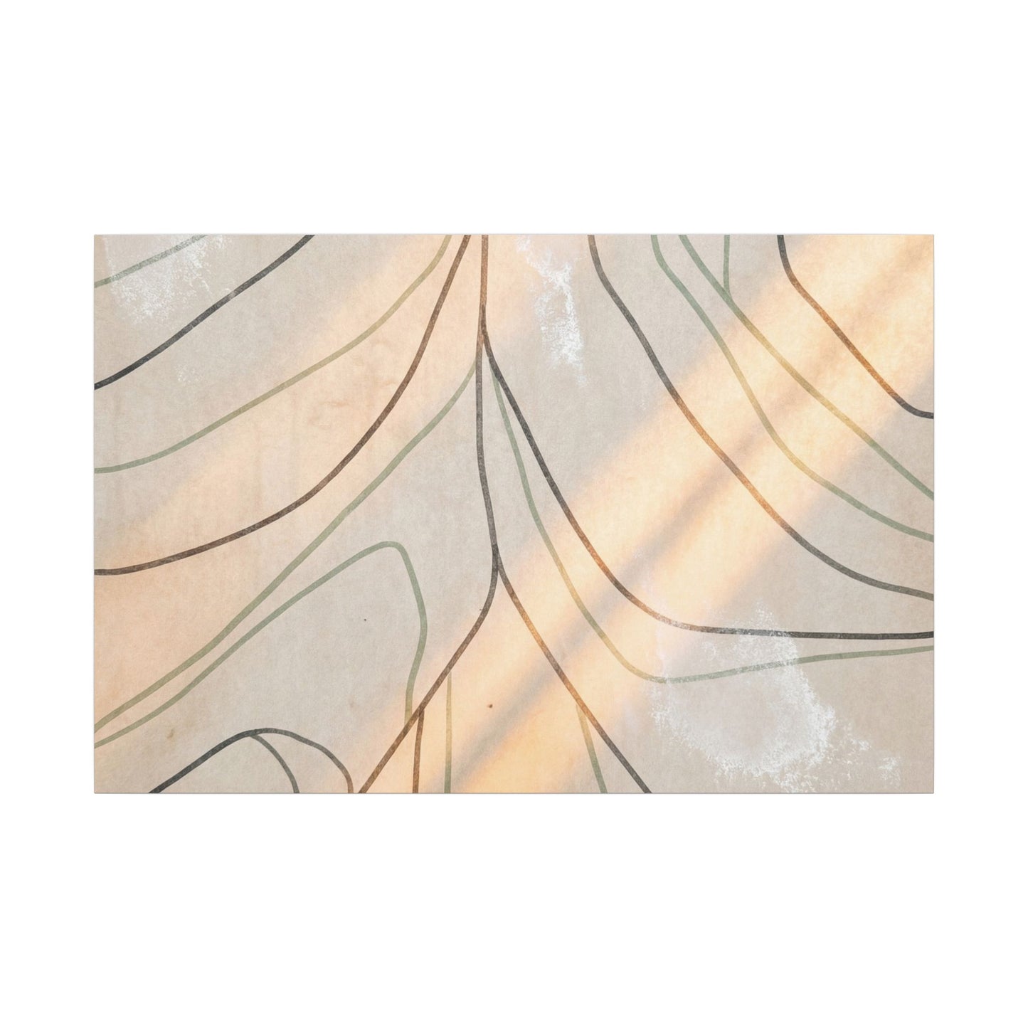 Shoji Screen Minimal Line Canvas Art | Warm Japandi Art Art Print