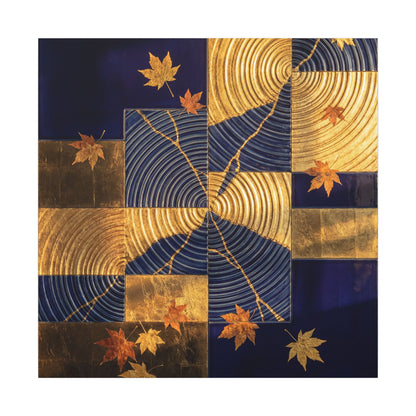 Autumn Water Ripple Crackle Gold Canvas Art | Artful Decor