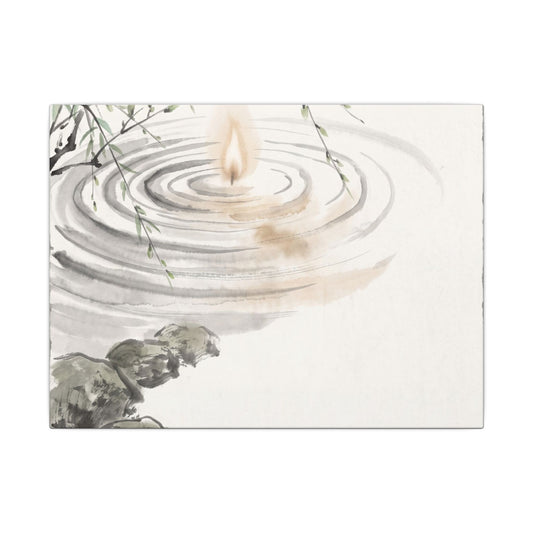 Water Ripple Sumi E Canvas Art | Tranquil Zen Art
