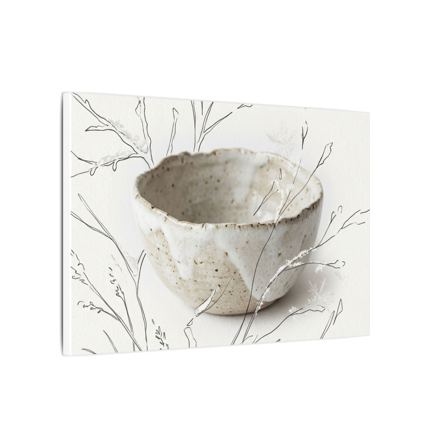 Neutral Ceramic Bowl Canvas Art - Minimal Line Japandi