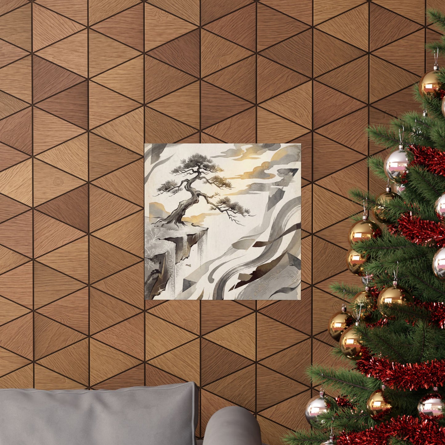 Pine Tree Japanese Pattern Wall Art Print | Cozy Japandi Art
