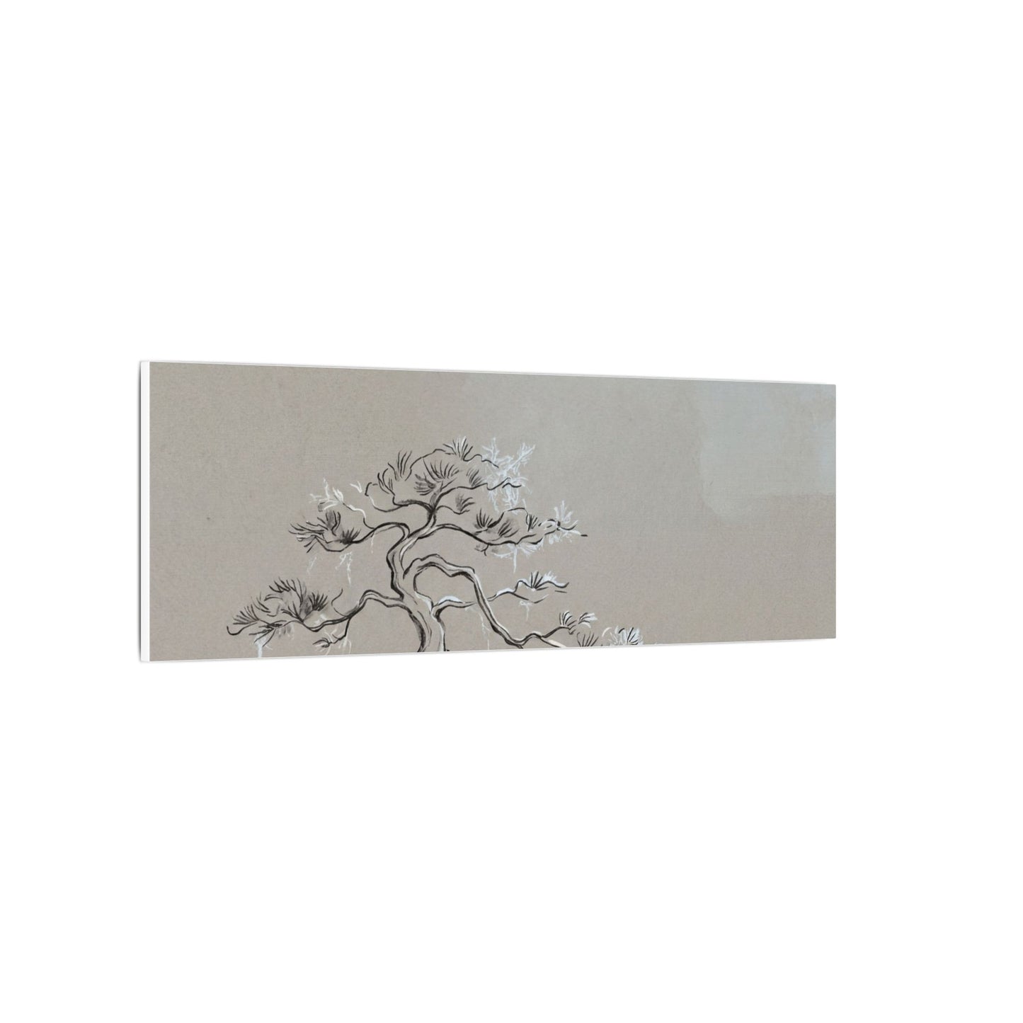 Pine Tree Minimal Line Canvas Art | Warm Japandi Art