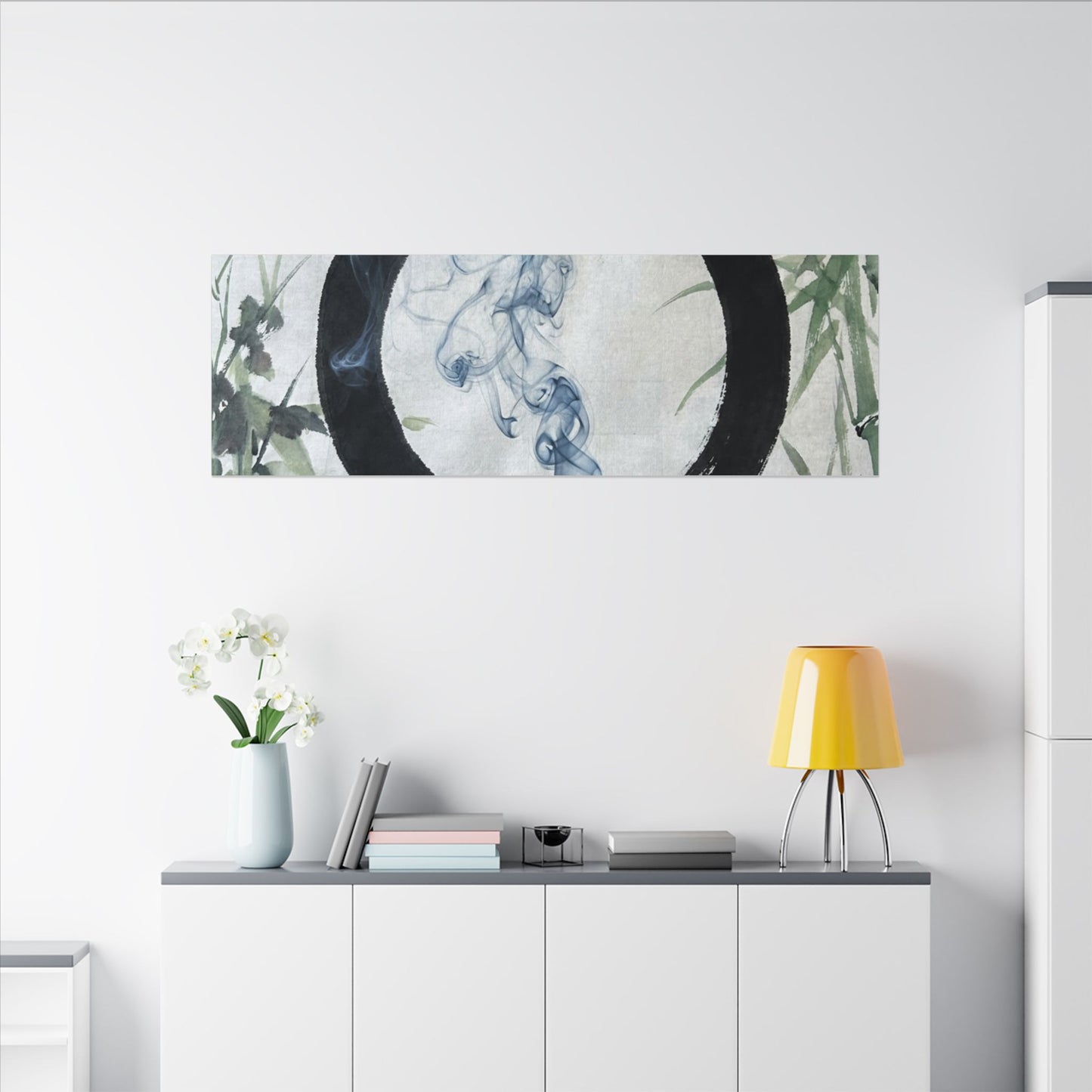 Zen Incense Smoke in Moonlight | Enso Canvas Art