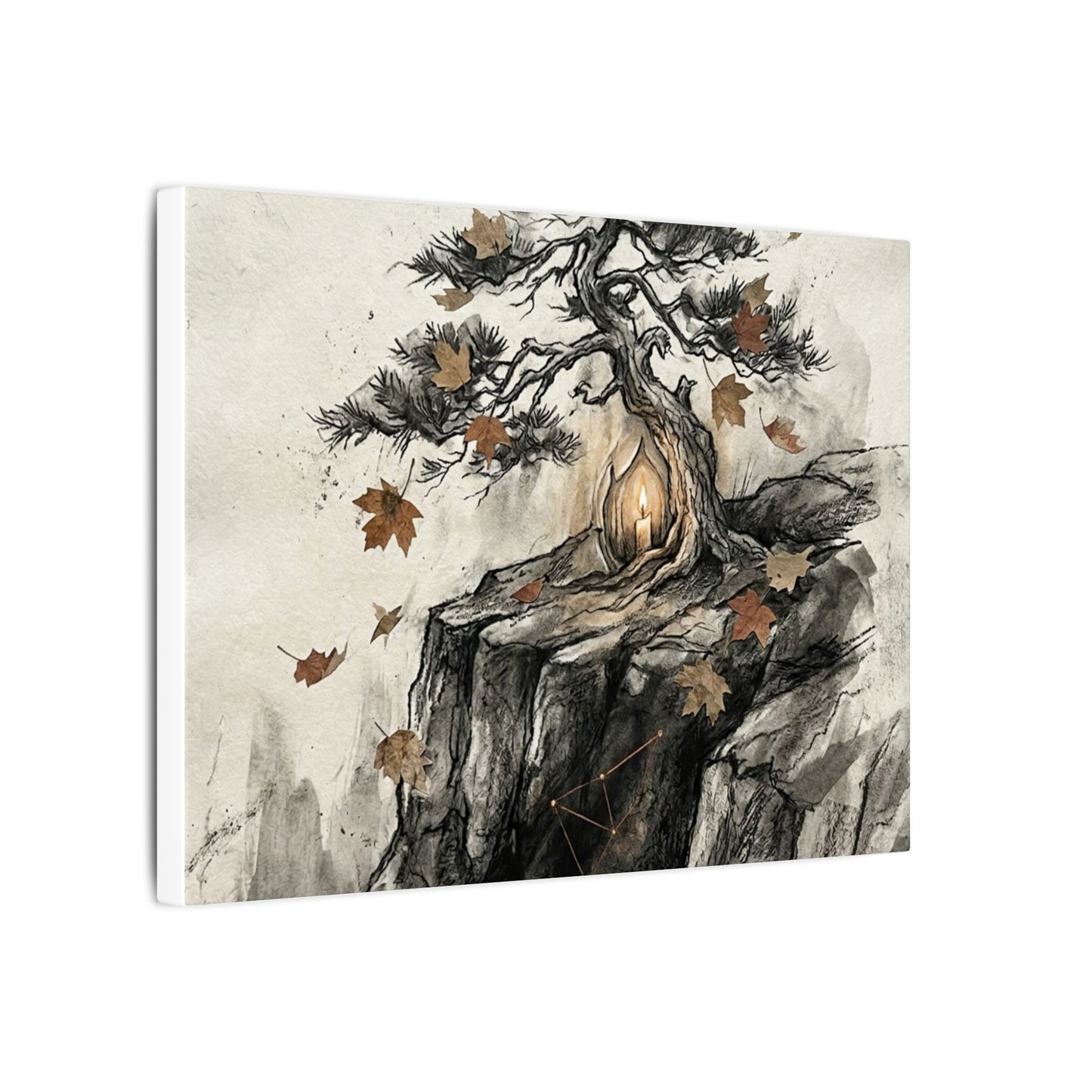 Pine Tree Autumn Canvas Art | Japandi Earthy Design