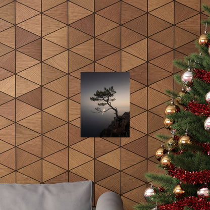 Moody Pine Tree Wall Art Print - Moody Minimal Dark Japandi