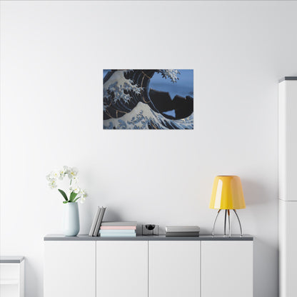Ocean Wave Canvas Art | Winter Kintsugi Gold Repair Art