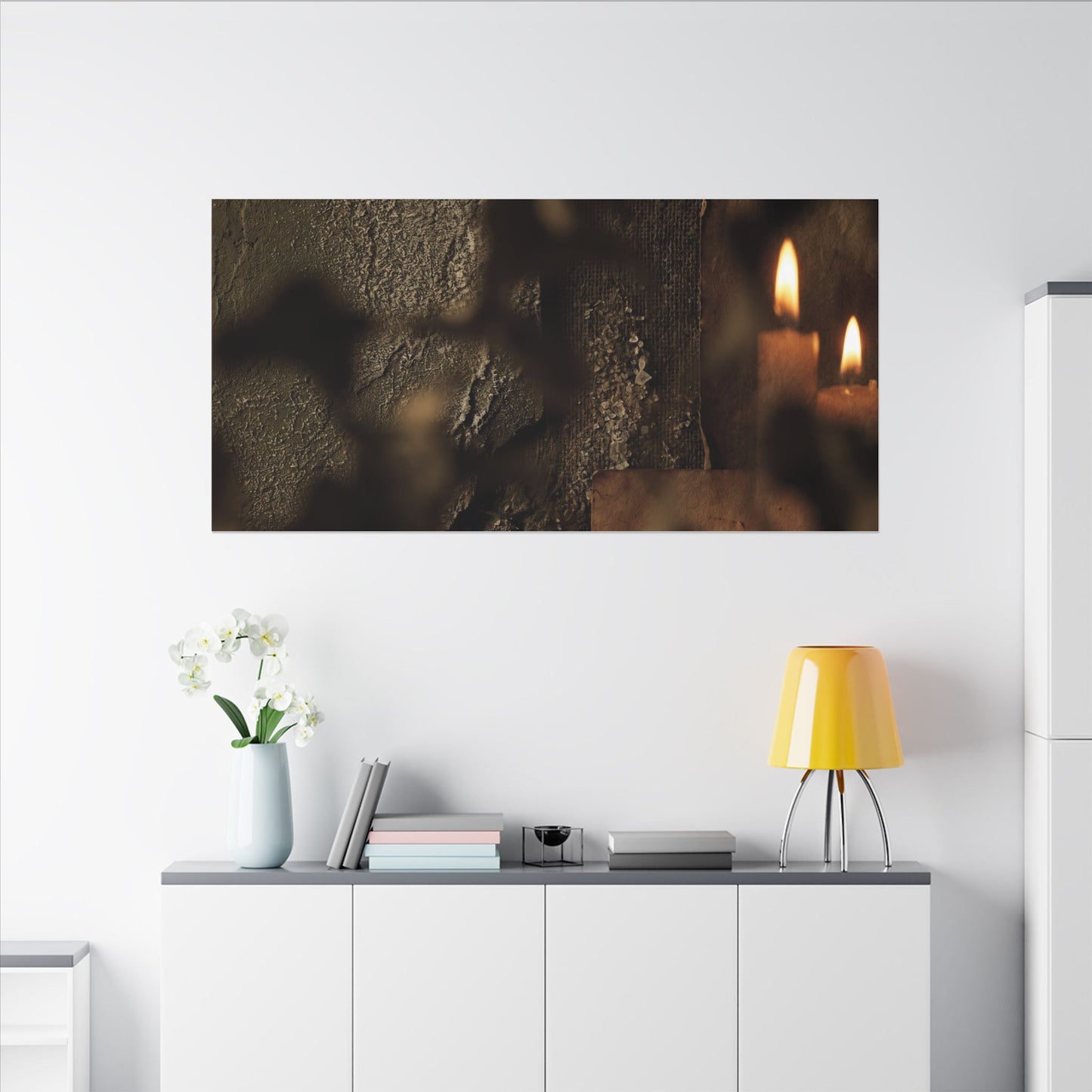 Shadow Play Dark Texture Canvas Art | Moody Dark Japandi Art