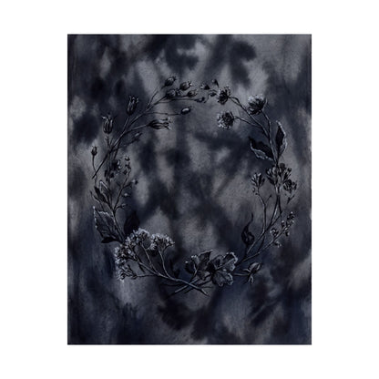 Dried Flowers Shadow Zen Wall Art Print | Bold Dark Japandi Art