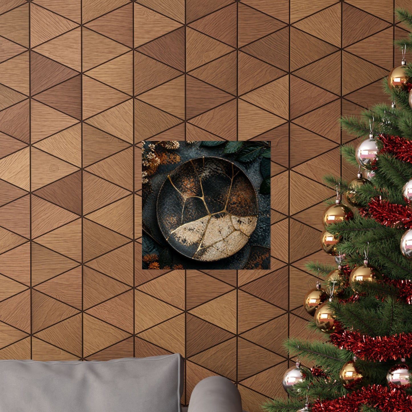 Kintsugi Rust Patina in Dawn | Gold Repair Wall Art Print