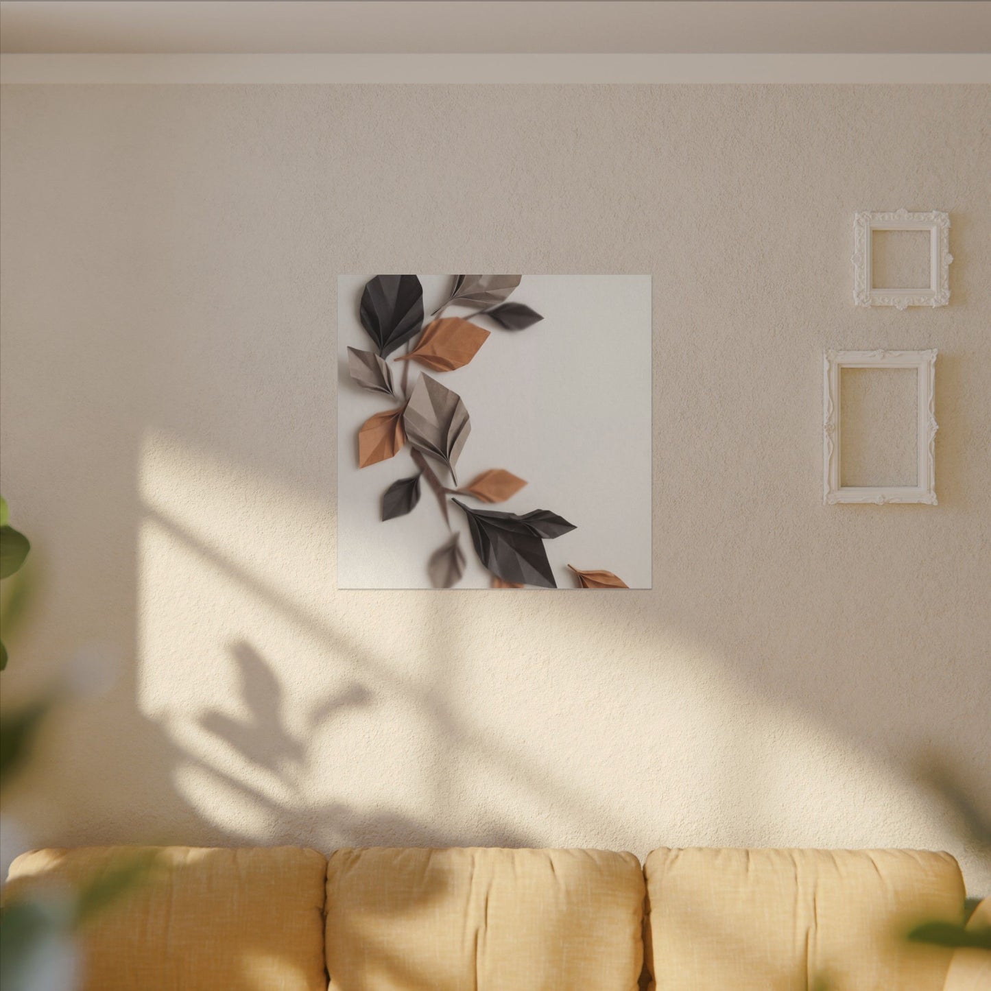 Paper Fold Autumn Canvas Art | Japandi Earthy Design