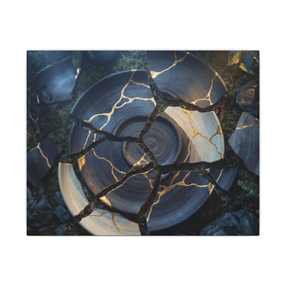 Resilient Broken Pottery Canvas Art - Gold Vein Kintsugi