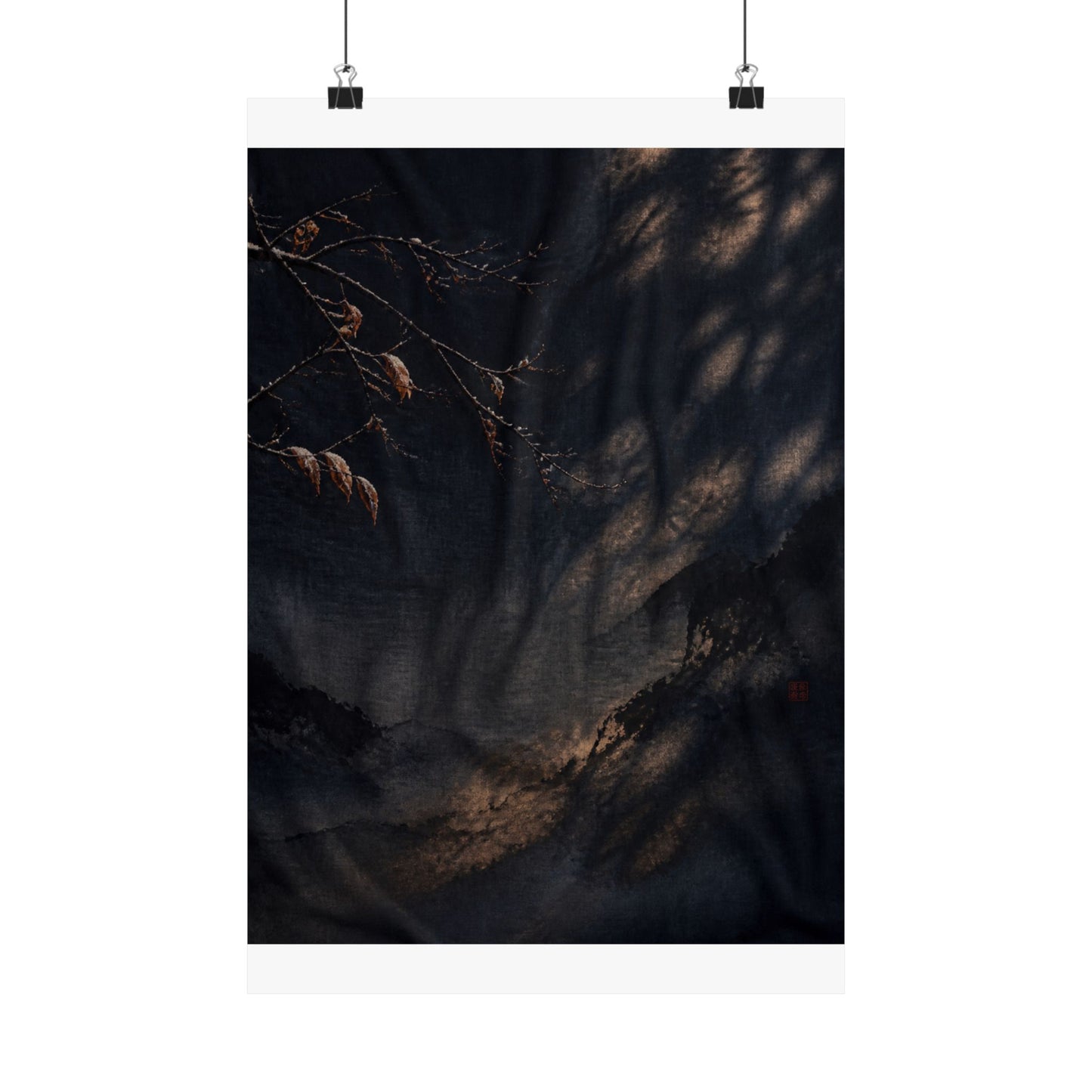 Winter Silk Drape Charcoal Ink Wall Art Print | Sophisticated Decor