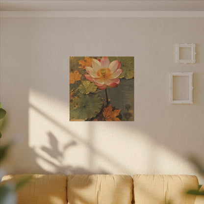 Autumn Lotus Flower Herbarium Canvas Art | Rustic Decor